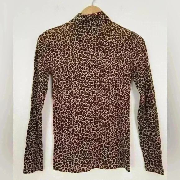 J Crew Tissue Turtleneck Top Womens XS Extra Small Animal Print Long Sleeve y2k - Picture 1 of 3